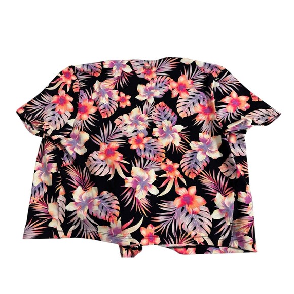 Victoria's Secret PINK Hawaiian Floral Purple Black Cropped Wrap Top Size Large - Picture 4 of 8